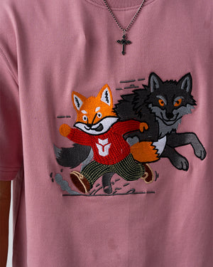 Sly Fox Embroidery T-Shirt — Pink