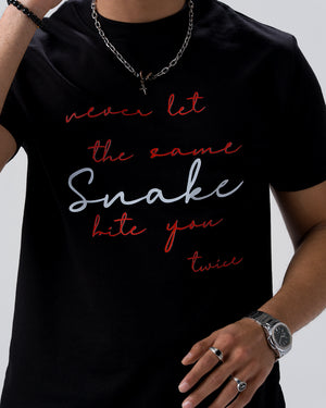 Snake Quote Screen Print T-Shirt — Black