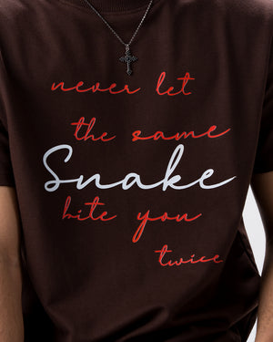 Snake Quote Screen Print T-Shirt — Brown