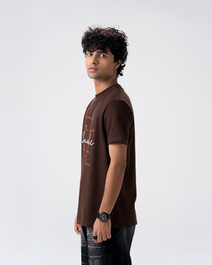 Snake Quote Screen Print T-Shirt — Brown
