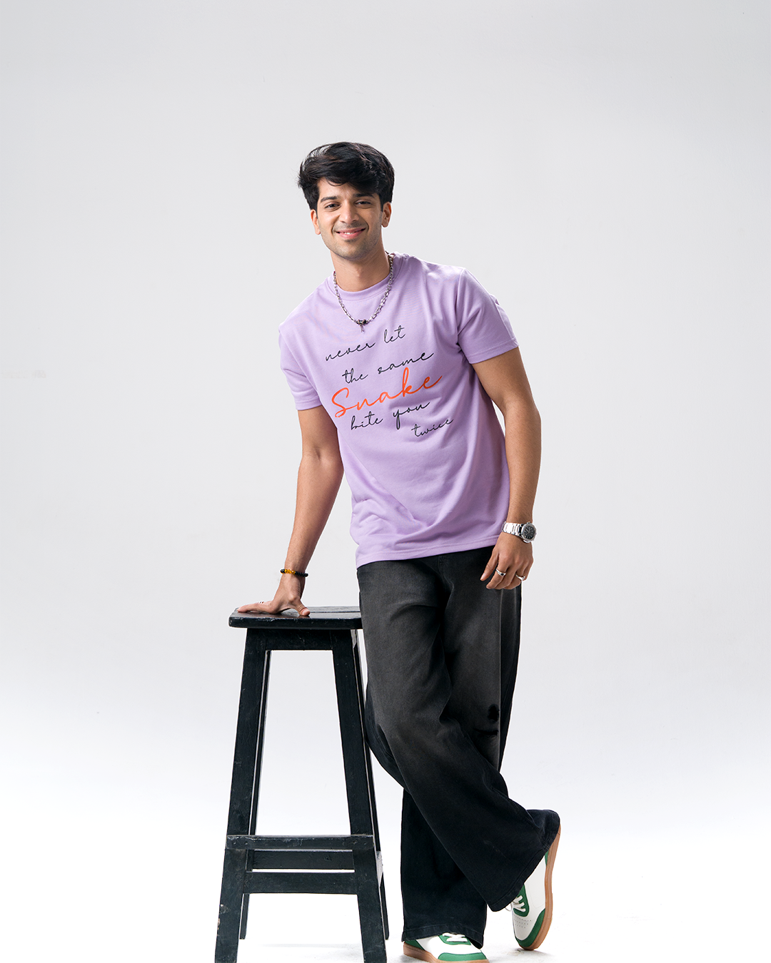 Snake Quote Screen Print T-Shirt — Lavender
