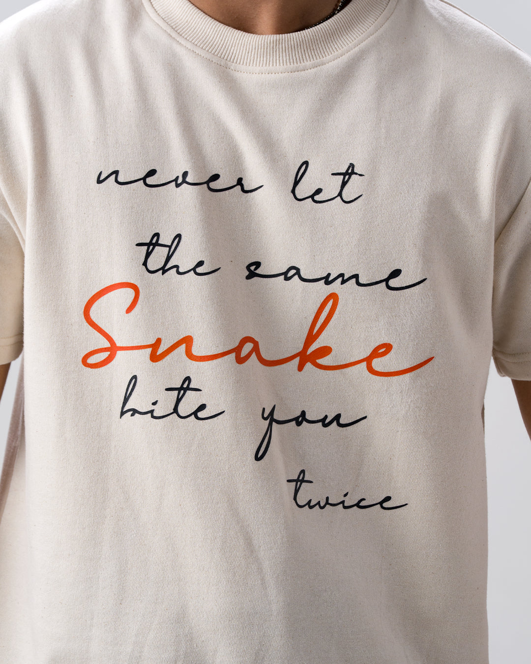 Snake Quote Screen Print T-Shirt — Off White