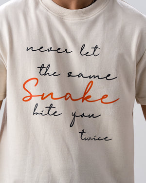 Snake Quote Screen Print T-Shirt — Off White