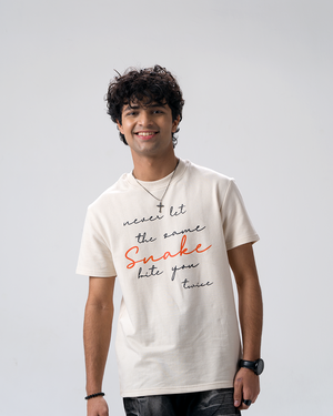 Snake Quote Screen Print T-Shirt — Off White