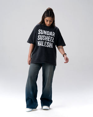 Sundar Susheel Kaleshi Acid Wash T-Shirt — Black