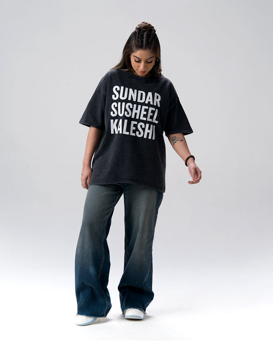 Sundar Susheel Kaleshi Acid Wash T-Shirt — Black