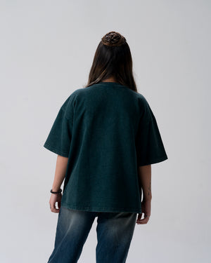 Sundar Susheel Kaleshi Acid Wash T-Shirt — Bottle Green