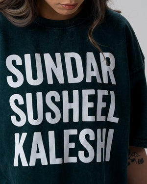Sundar Susheel Kaleshi Acid Wash T-Shirt — Bottle Green