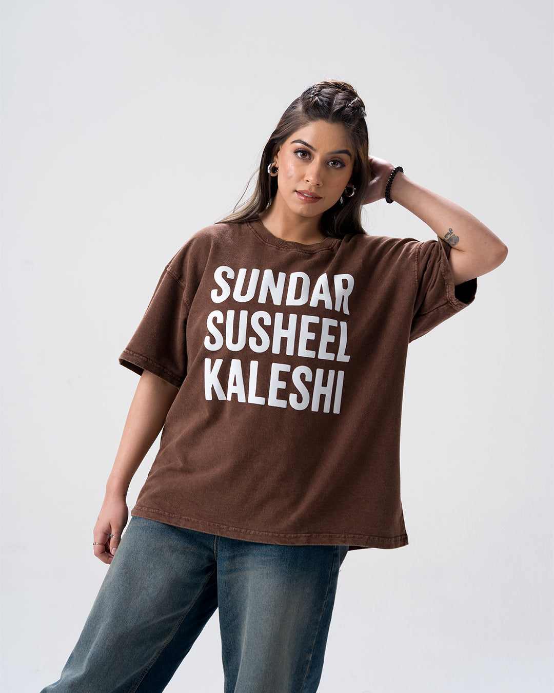 Sundar Susheel Kaleshi Acid Wash T-Shirt — Brown