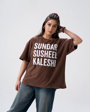 Sundar Susheel Kaleshi Acid Wash T-Shirt — Brown