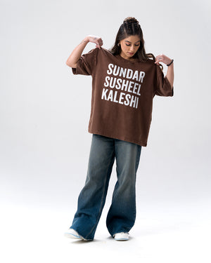 Sundar Susheel Kaleshi Acid Wash T-Shirt — Brown