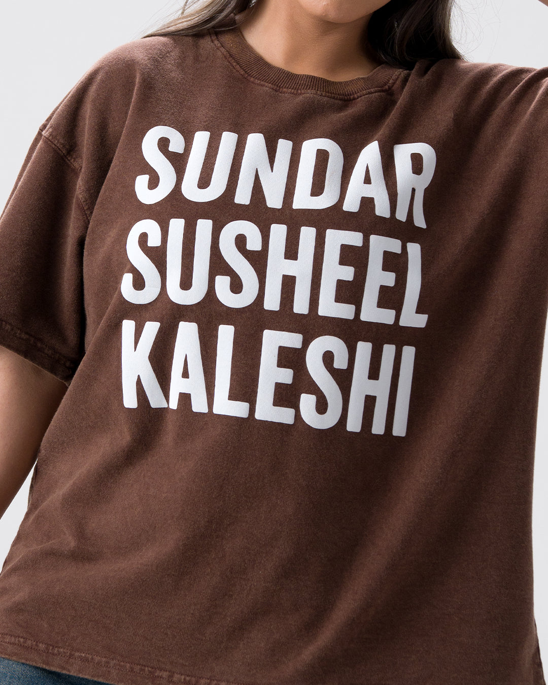Sundar Susheel Kaleshi Acid Wash T-Shirt — Brown
