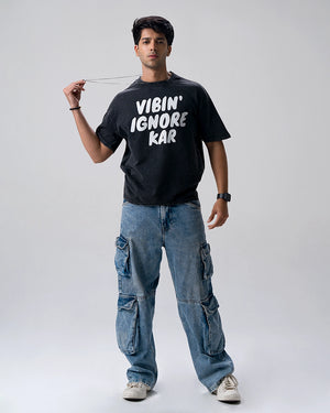 Vibin Ignore Them Acid Wash T-Shirt — Black