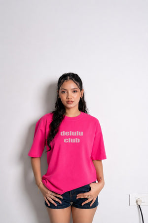 Delulu Club Tee — Hot Pink